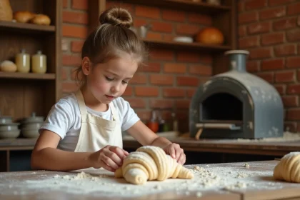 Jeune fille participant à un atelier pâtisserie dans une boulangerie artisanale de Toulouse