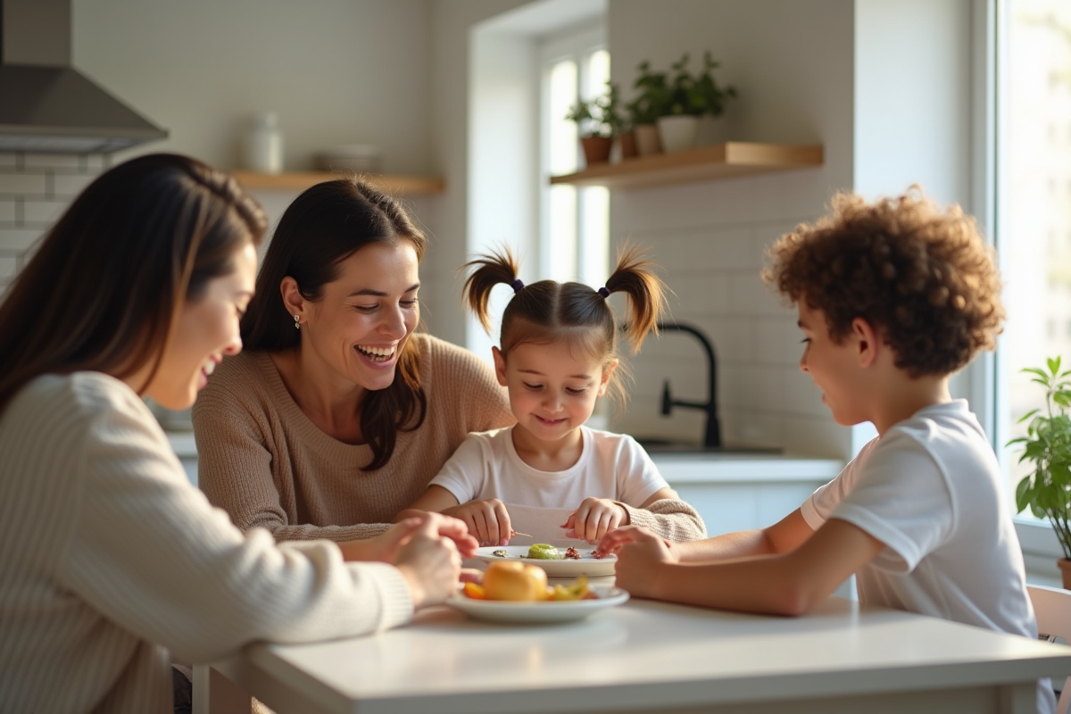 Famille expliquant les règles de la maison autour d