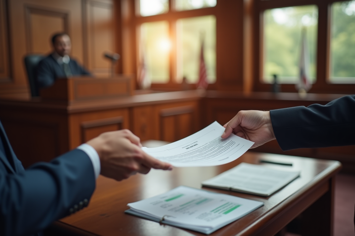 Echange de documents financiers dans une salle d