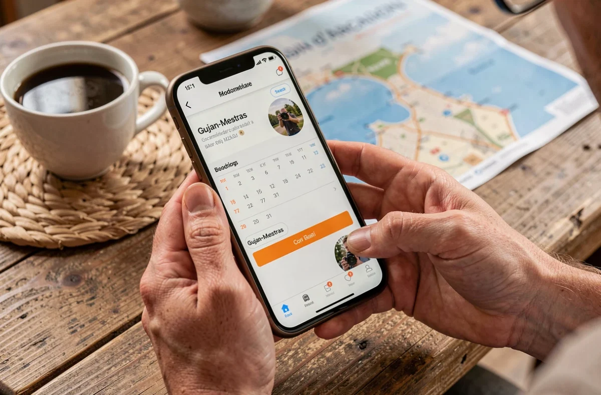 Réservation d'un photographe à Gujan-Mestras sur smartphone avec confirmation en ligne