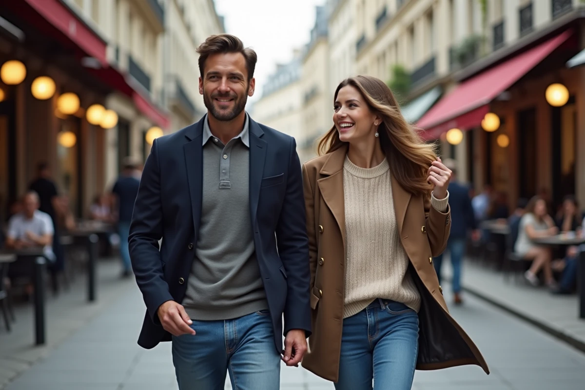 Yoann Usai marche dans une rue parisienne anim&eacute;e